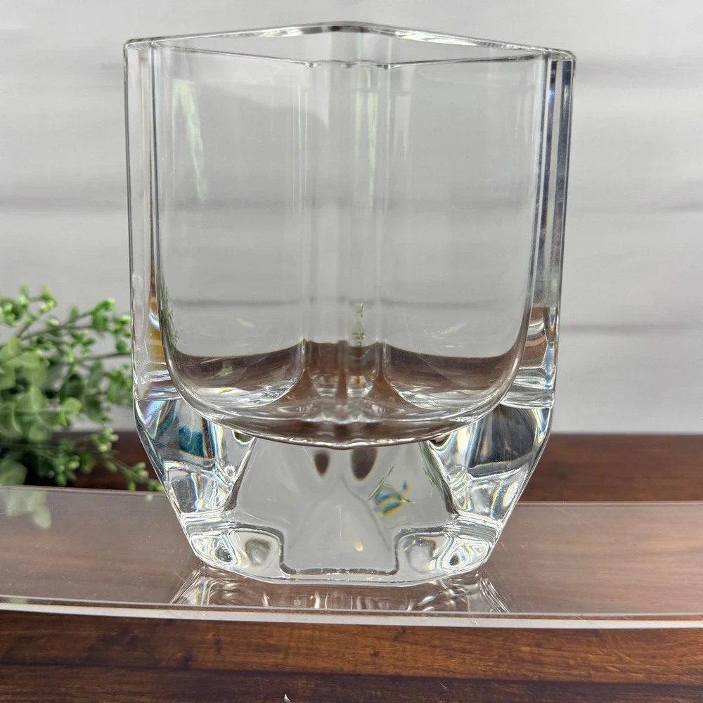 Kosta Boda Sigurd Persson Crystal Vase Signed Swedish Scandinavian Modern